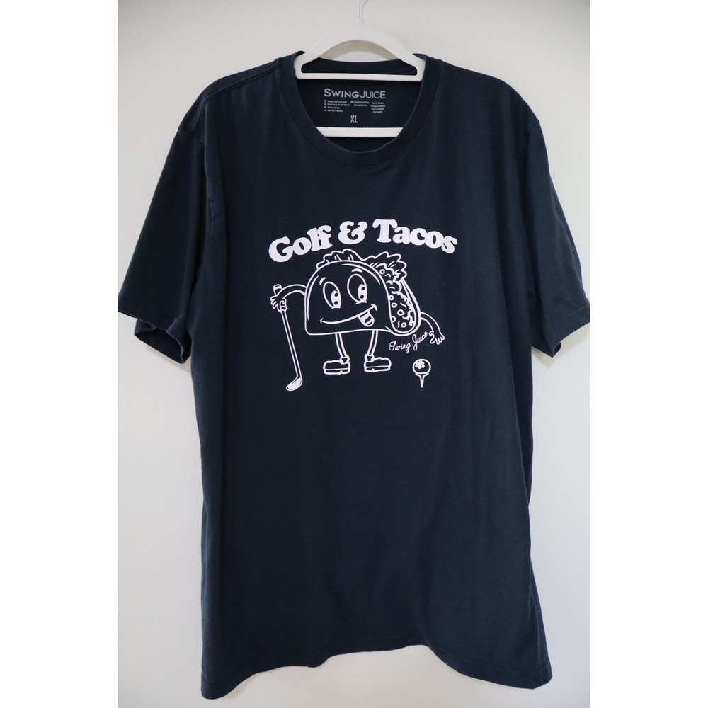 Golfcore Graphic SwingJuice T-Shirt XL Navy Blue Golf & Tacos Tee